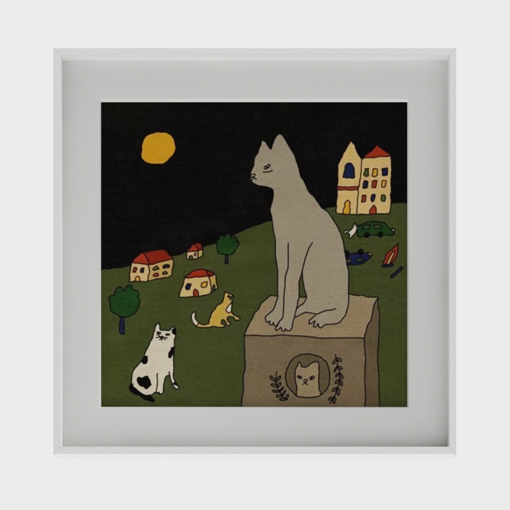 Moonlight Guardian 3D Model – Low-Poly White Cat