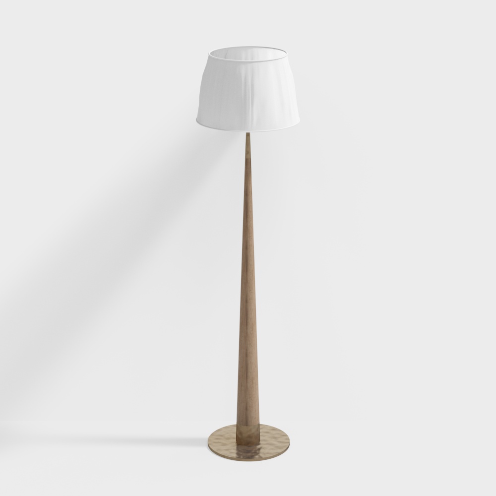 Modern Minimalist Floor Lamp 3D Model – Wood and Gold