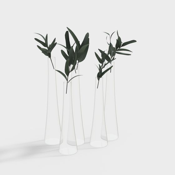 Stylish Test Tube and Leaf 3D model for Creative Projects
