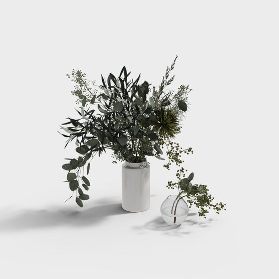 Elegant Low-Poly Floral Arrangement 3D model