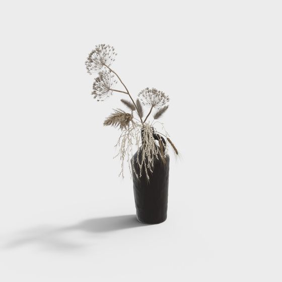 Elegant Dried Flower Vase 3D model