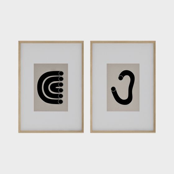 Abstract Lines Diptych 3D model