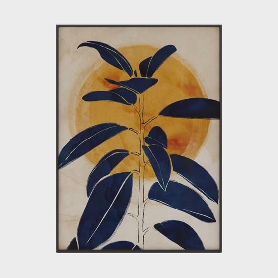 Artistic 3D Model with Deep Blue Leaves for Creative Use