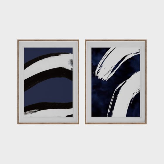 Abstract Art Frame 3D Model – Low-Poly Blue Artwork