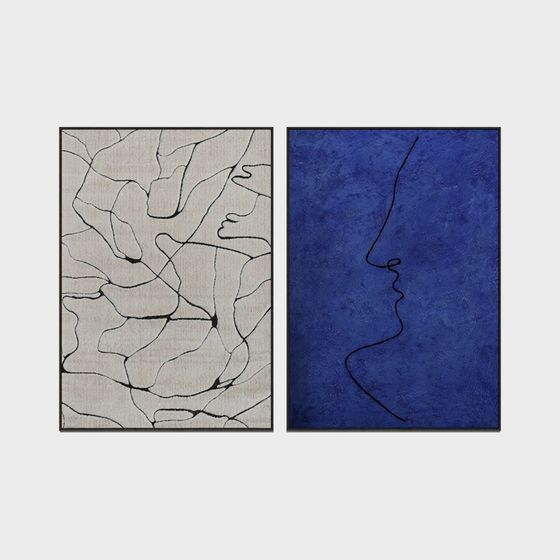 Chic Blue Modern Hanging Painting 3D Model for Art Spaces