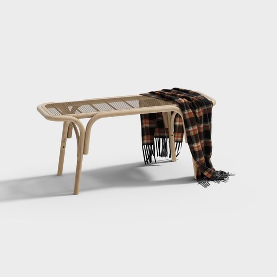 Charming Rustic Style Bench 3D model