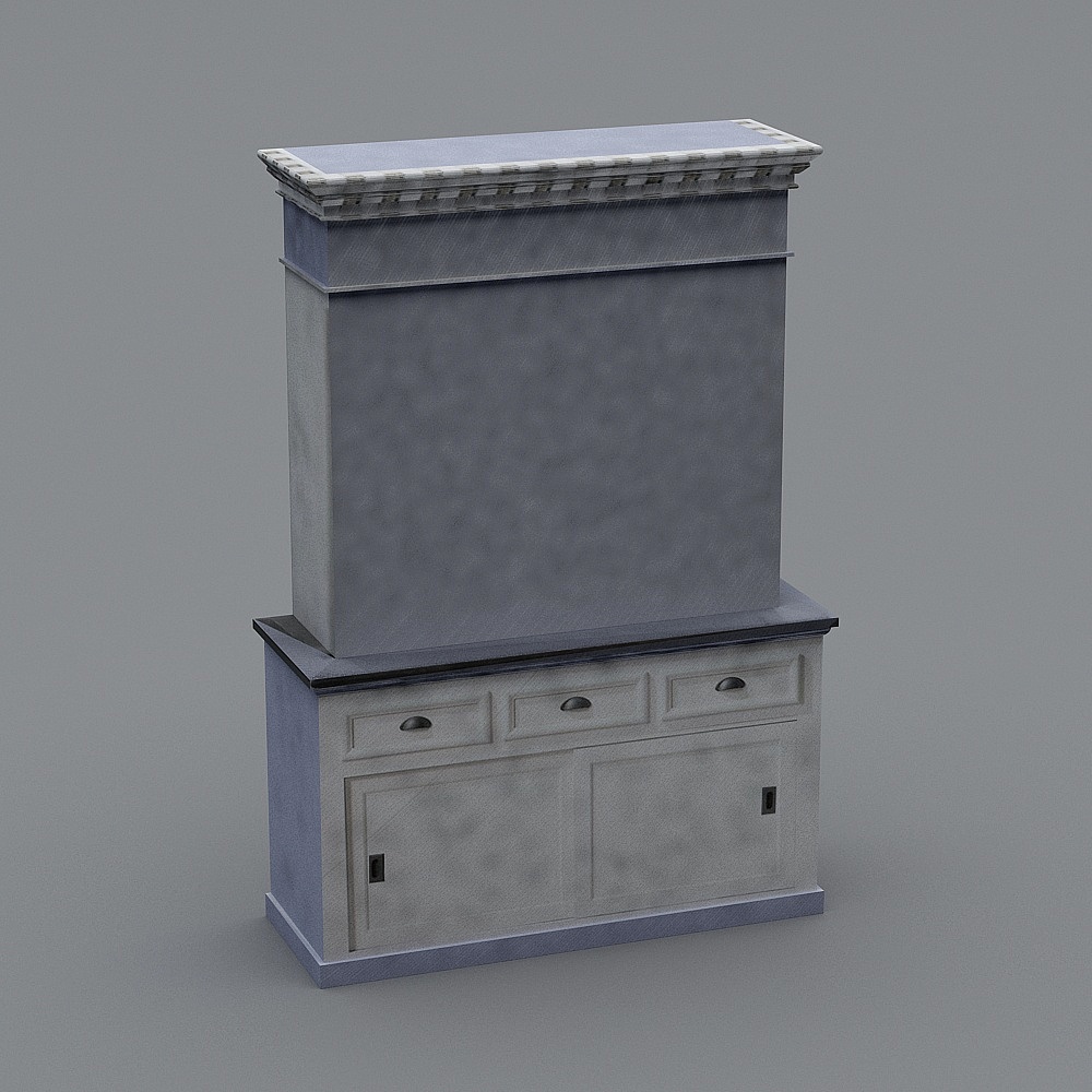 Retro TV Stand 3D Model with Vintage Appeal