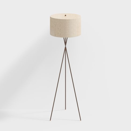 Lámpara de pie Breslen trípode metálico plateado oxidado