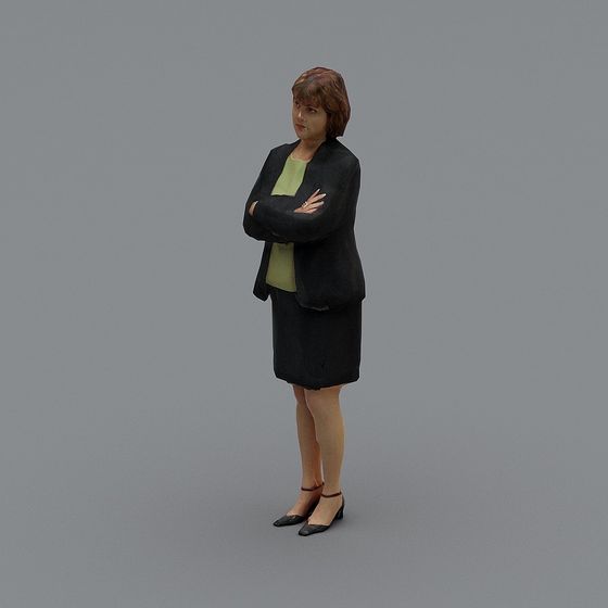 Elegant Urban Female 3D Model in Low-Poly Style