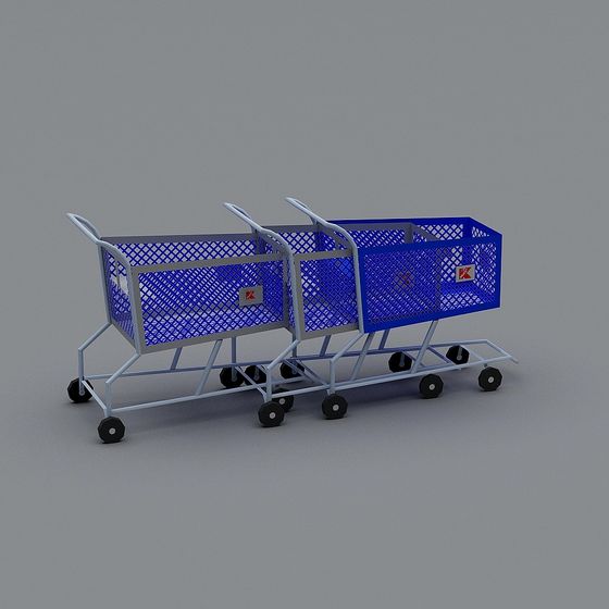 Low Poly Shopping Cart 3D Model Design