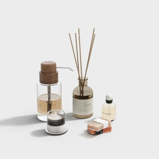 Stylish Low-Poly 3D Model of Aromatic Essentials