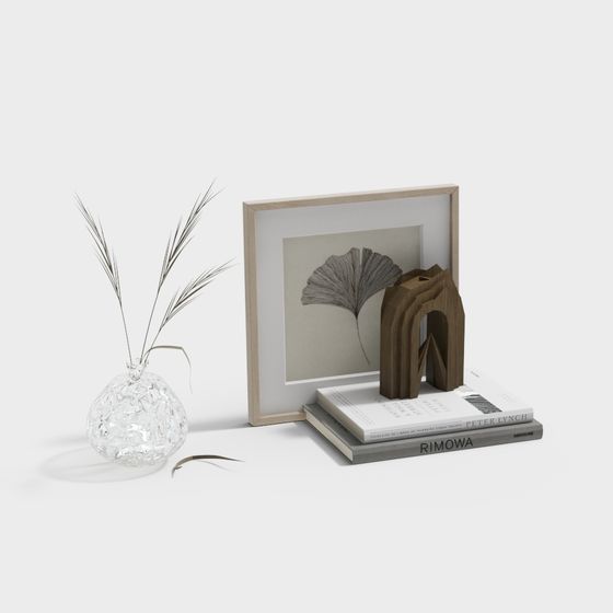 Minimalist Bookshelf and Decor 3D model for Modern Spaces