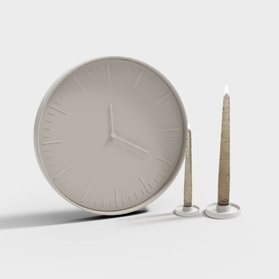 Elegant Clock and Candle Set 3D model for Modern Spaces