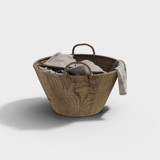 Cozy Laundry Basket 3D model for Home Settings