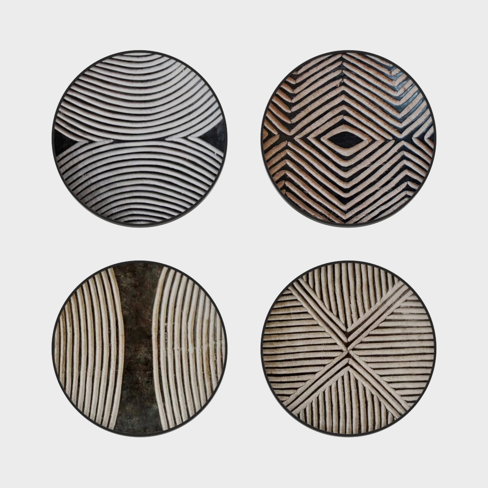 Abstract Geometric Plates 3D Model – Textured Low-Poly Set