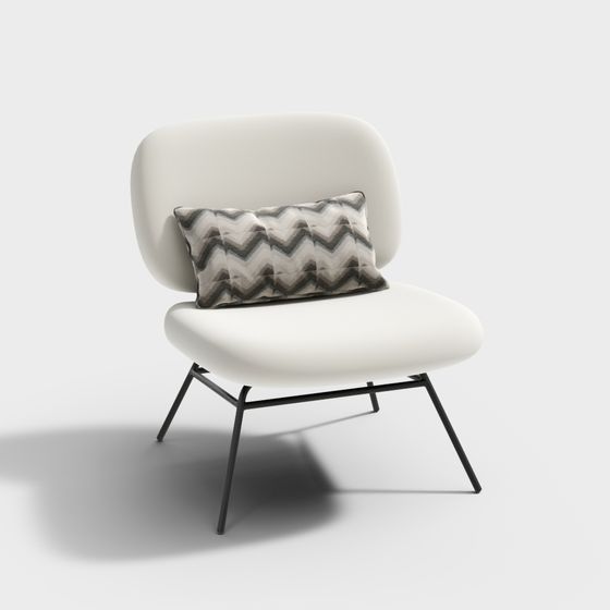 Modern Beige Lounge Chair 3D Model without Arms