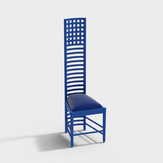 Elegant Blue High-Back Chair 3D Model for Creative Projects