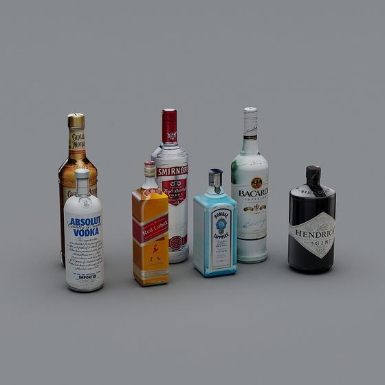 Charming Low-Poly Wine Bottle Collection 3D model