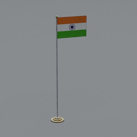 Low-Poly Indian Flag 3D Model
