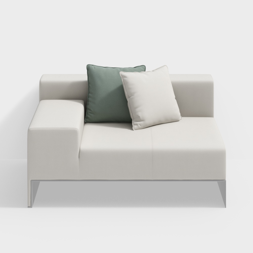 Modern Minimalist Sofa 3D Model – Low-Poly Leather Design