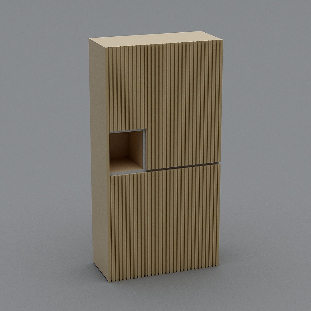 Striped Storage Cabinet Low-Poly 3D Model