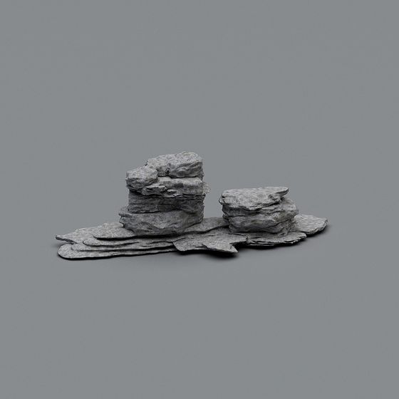 Realistic Low-Poly Rock Landscape 3D Model