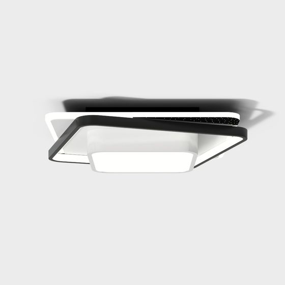 Elegant Square Pendant Light 3D model