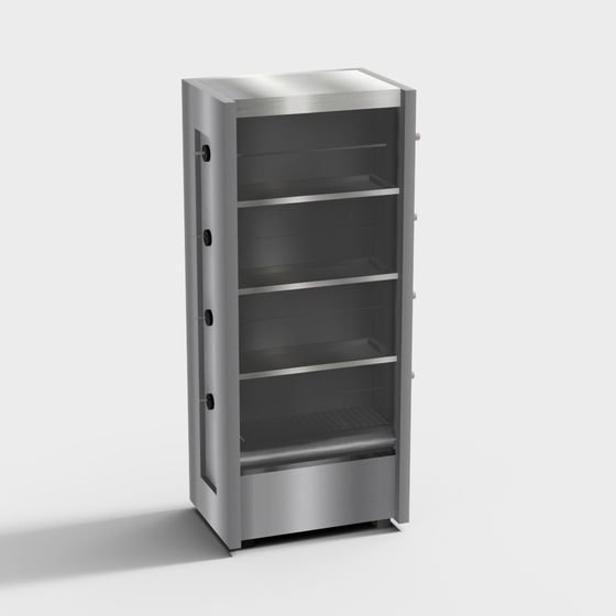Sleek Stainless Steel Display Cabinet 3D model