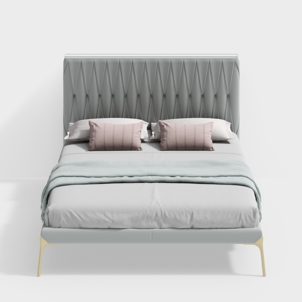 1.5м двуспальная кровать из кожи и металла - BSVCC009