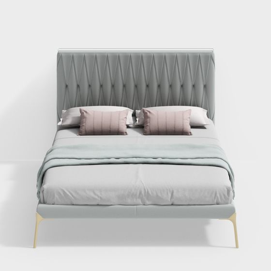 1.5м двуспальная кровать из кожи и металла - BSVCC009