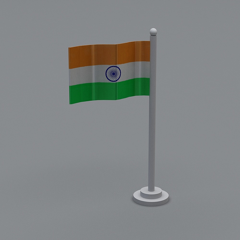 Vibrant Low-Poly 3D Model of the Indian Flag