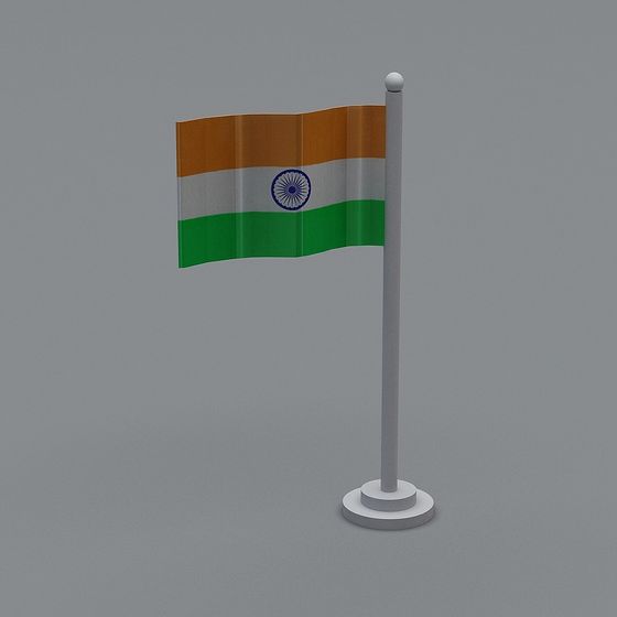 Vibrant Low-Poly 3D Model of the Indian Flag