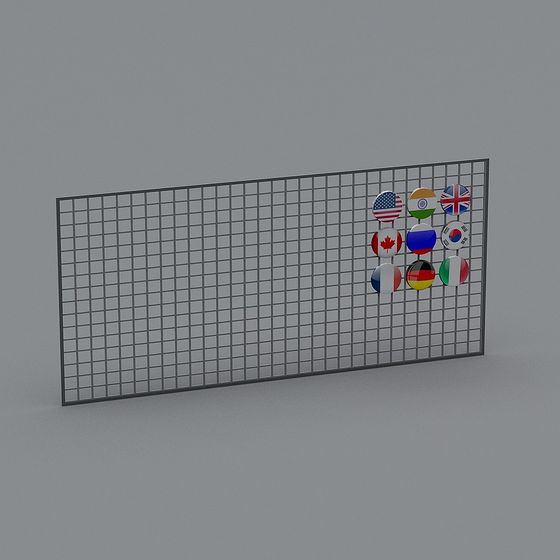 Flag Grid Wall 3D Model