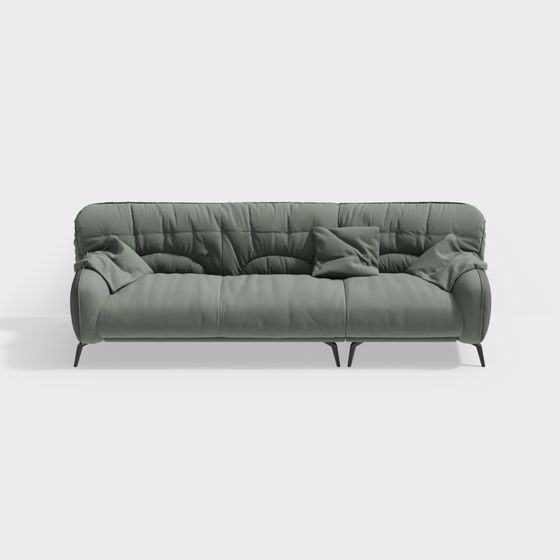 Unique Low-Poly Olive Green Sofa 3D model