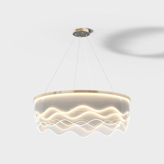 Elegant Wave-Shaped 3D Model Pendant Light
