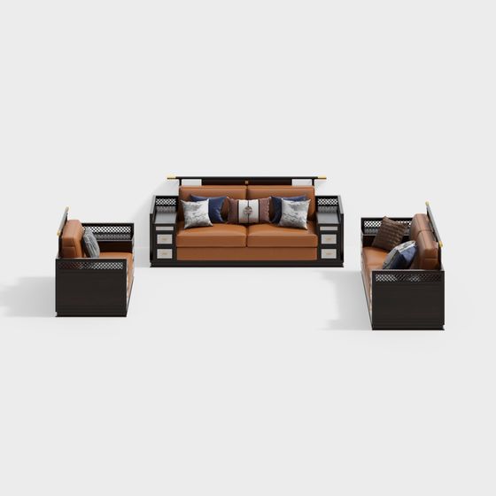 Stylish Low Poly Sofa Set 3D model