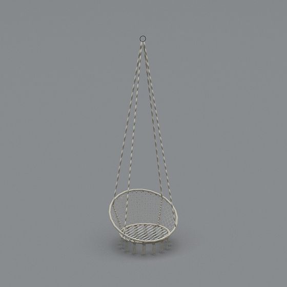 Artistic Low Poly Hanging Basket Chair 3D Model
