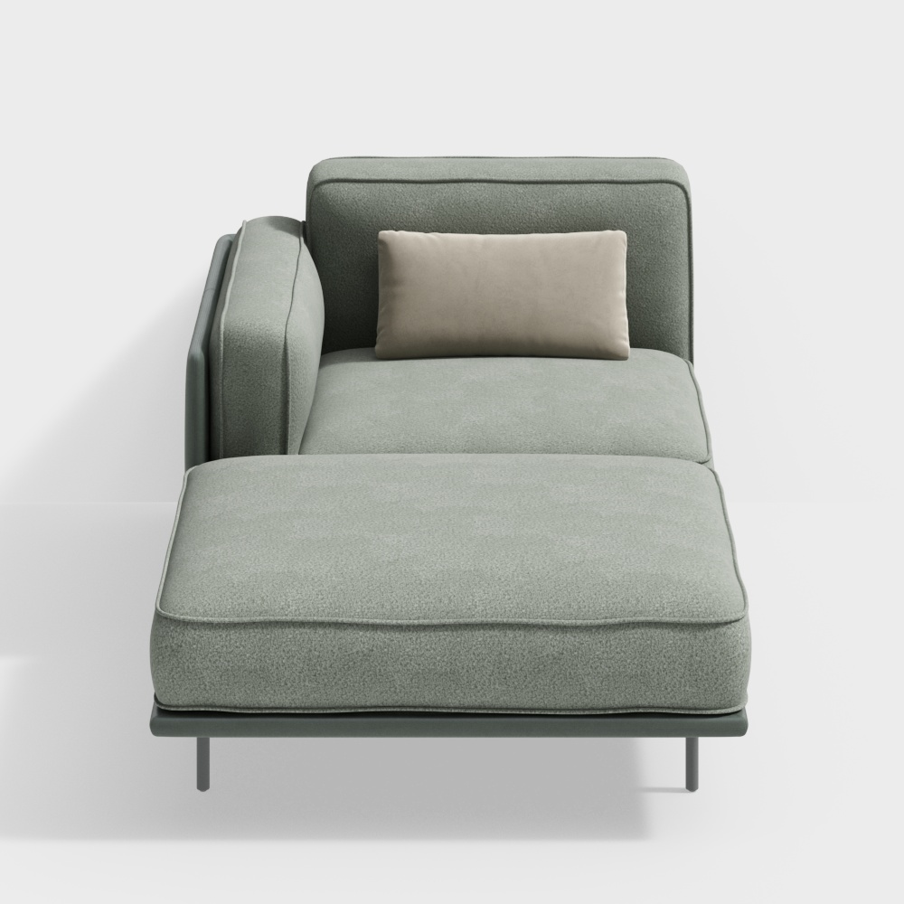 Urban Comfort Low-Poly Sofa 3D Model – Green Upholstery
