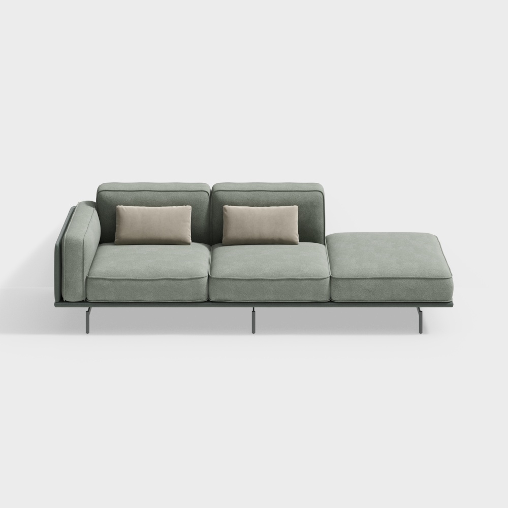 Urban Comfort Sofa 3D Model – Minimalist Fabric Design
