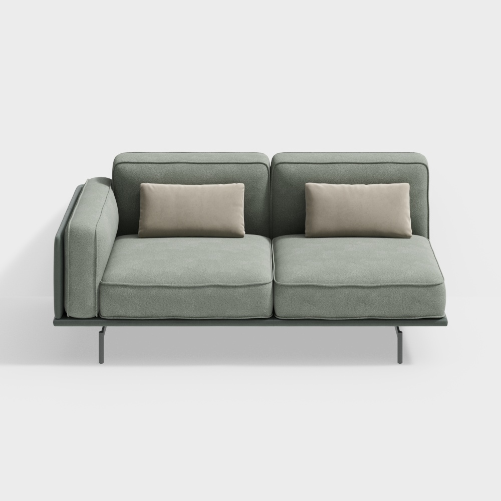 Elegant Minimalist Sofa 3D Model – Velvet Upholstery