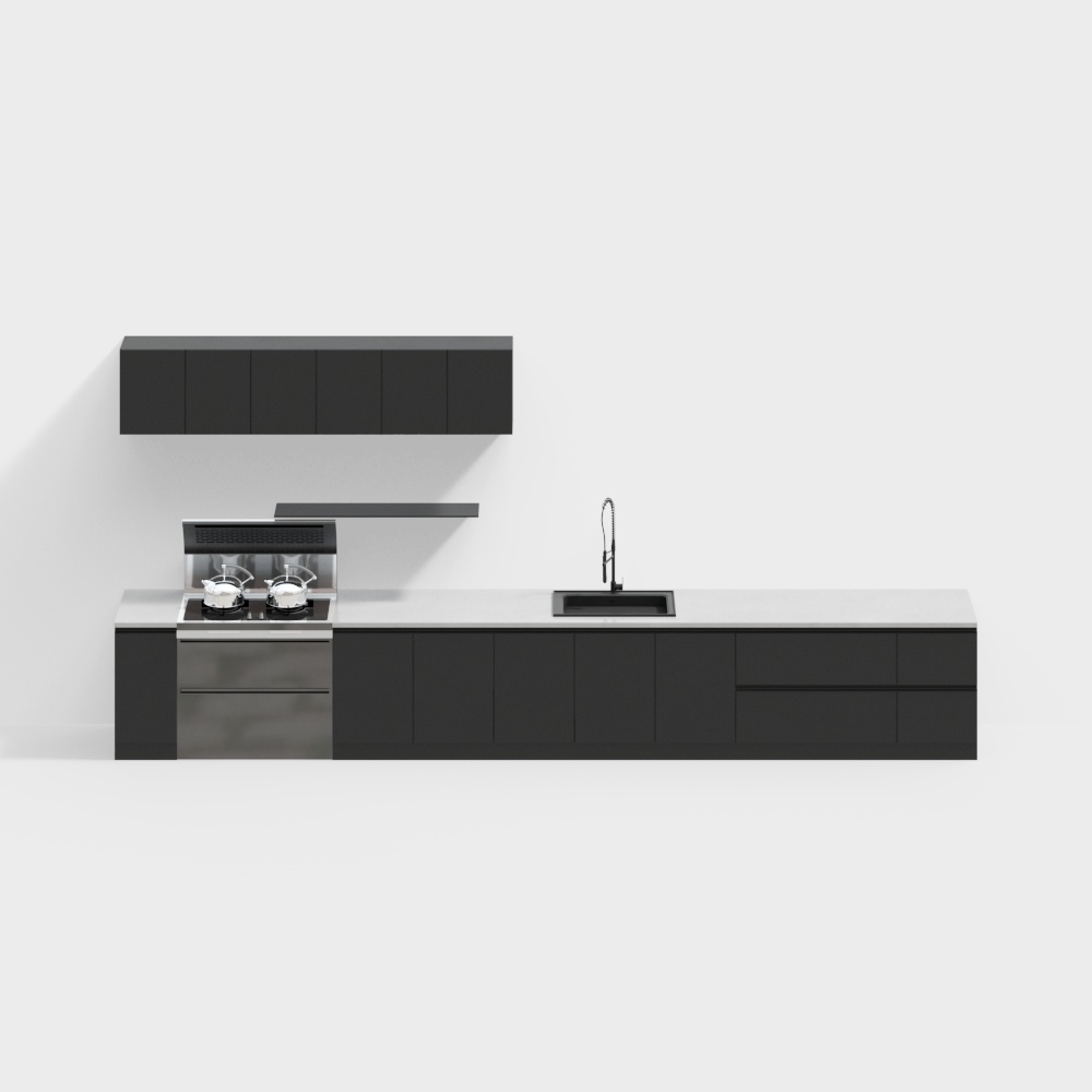 Stylish Low-Poly Kitchen 3D Model – Minimalist Urban Design