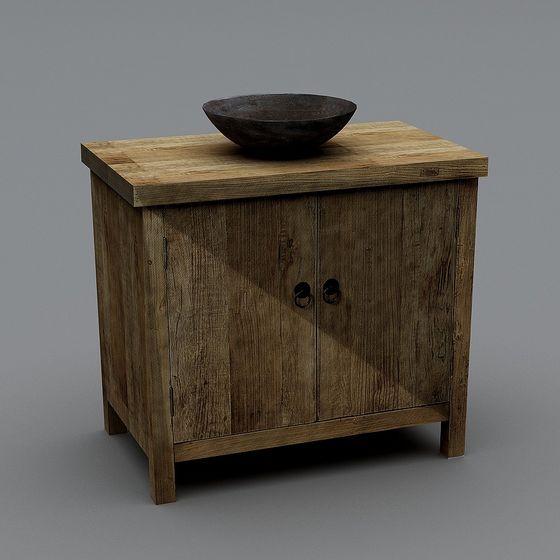 Vintage Wooden Cabinet 3D model with Unique Charm
