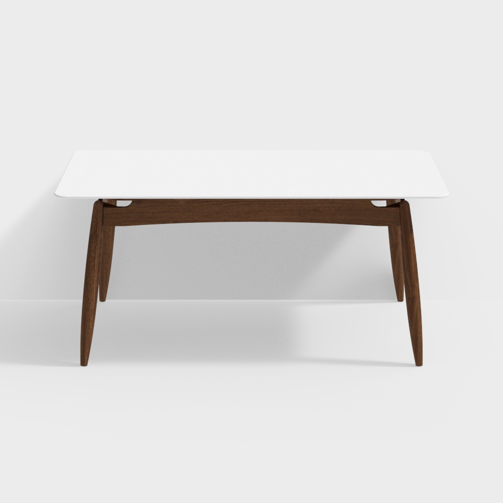 Van House Furniture - Canon Table - 1800 Frost Morning White - Black Walnut