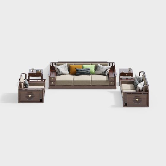 Chic Chinese Sofa 3D model for Contemporary Spaces