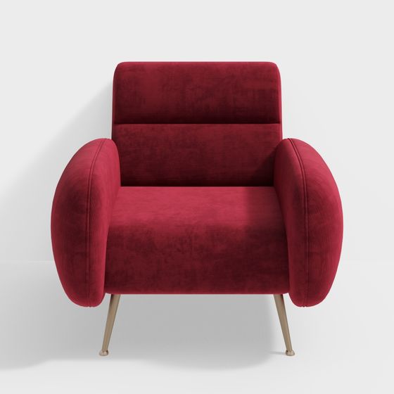 Luxury Red Velvet Armchair 3D model