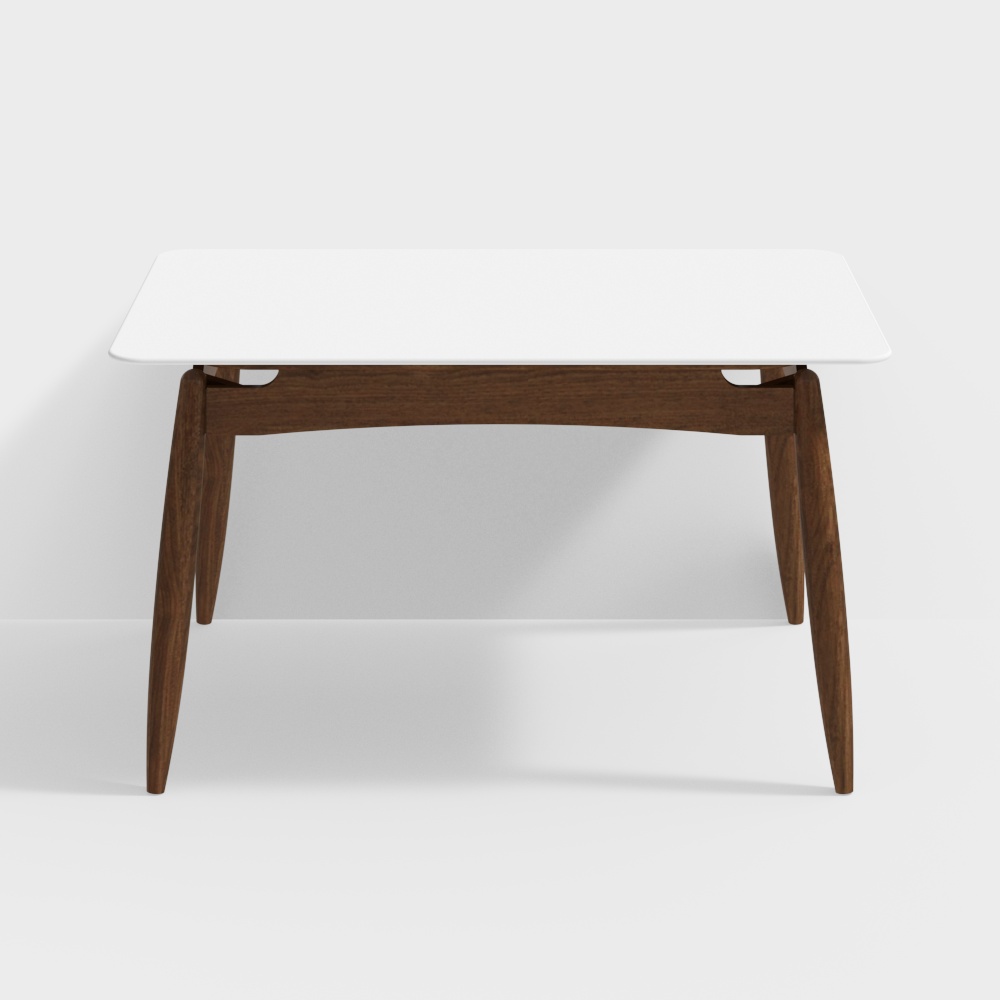 Van House Furniture - Canon Table - 1400 Frost Morning White - Black Walnut