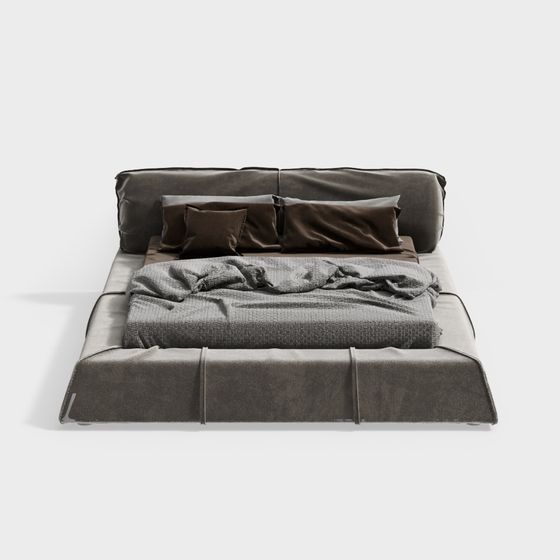 Elegant Low-Poly 3D Bed Model for Modern Interiors