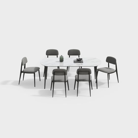 Modern Minimalist Dining Table and Chairs 3D model