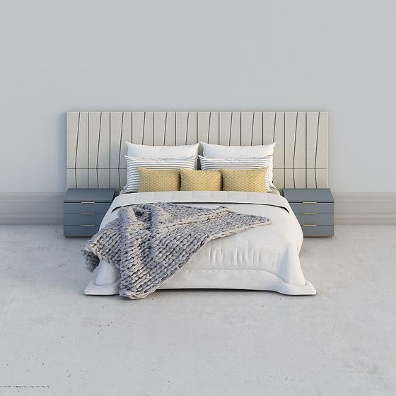 Modern Minimalist Bed 3D Model Design