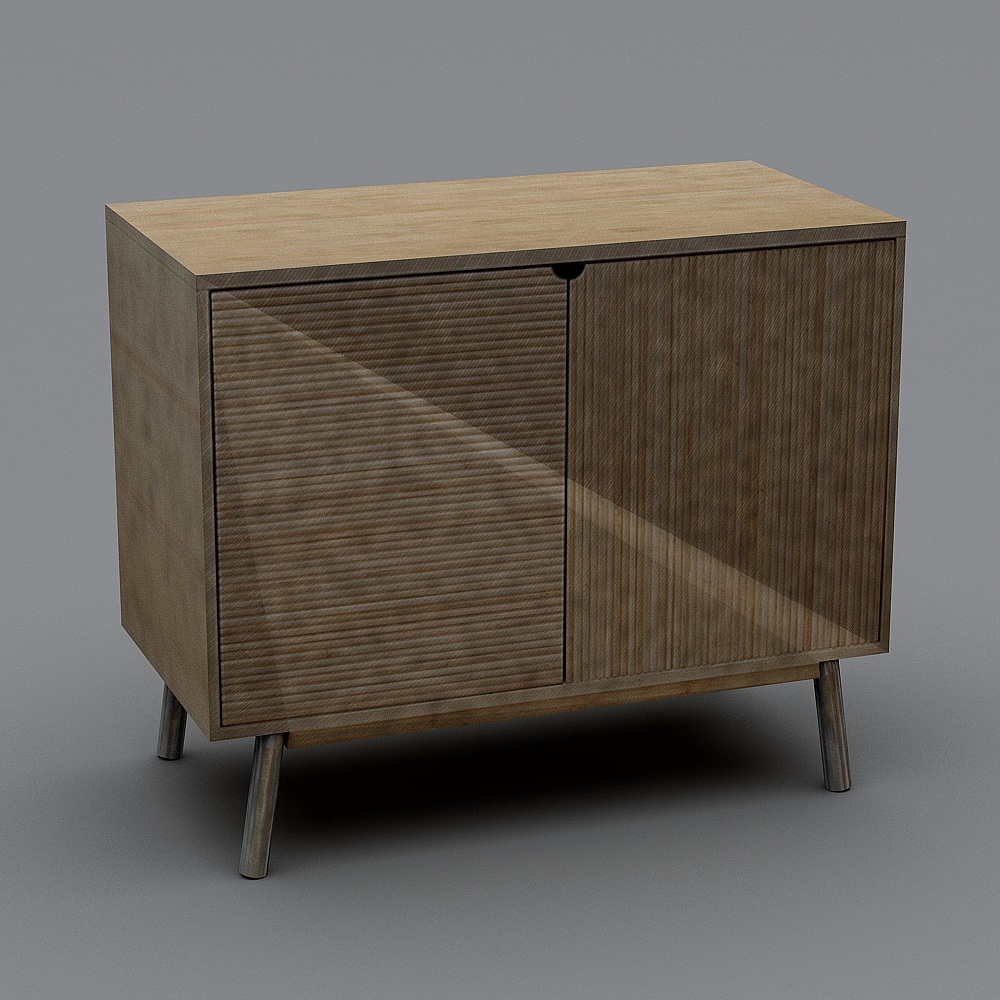 Stylish Low-Poly Furniture Cabinet 3D Model